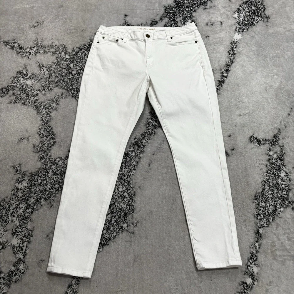Michael Kors Womens Size 12P Selma White Skinny Jeans Stretch Denim Pants